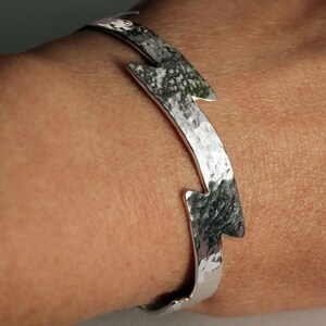 Silver Lightning Bolt Cuff Bracelet image 2