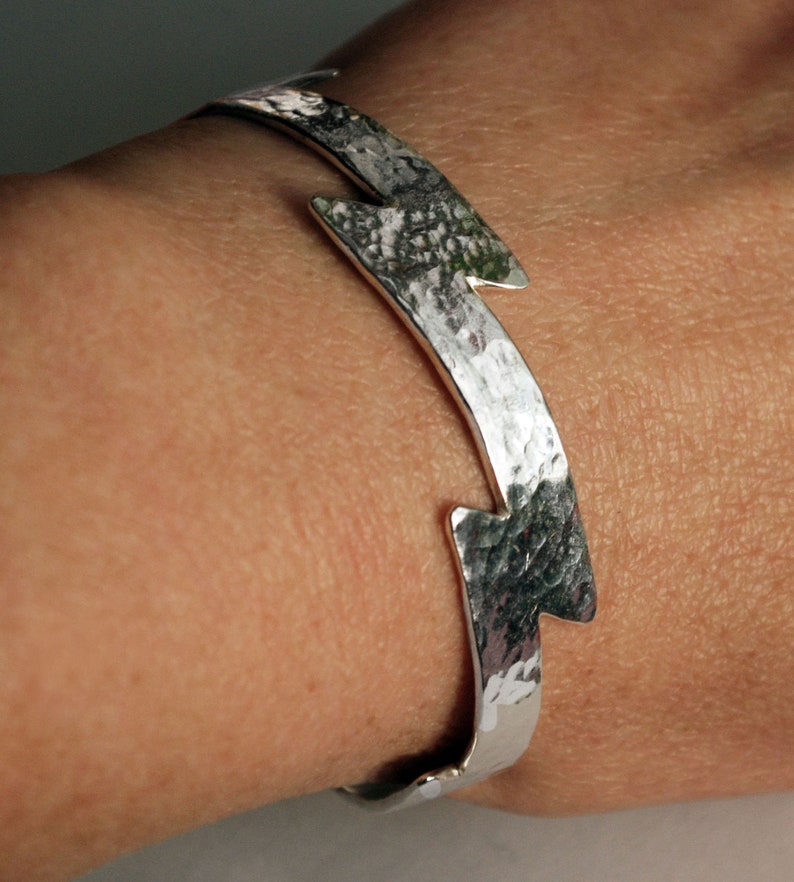 Silver Lightning Bolt Cuff Bracelet image 2