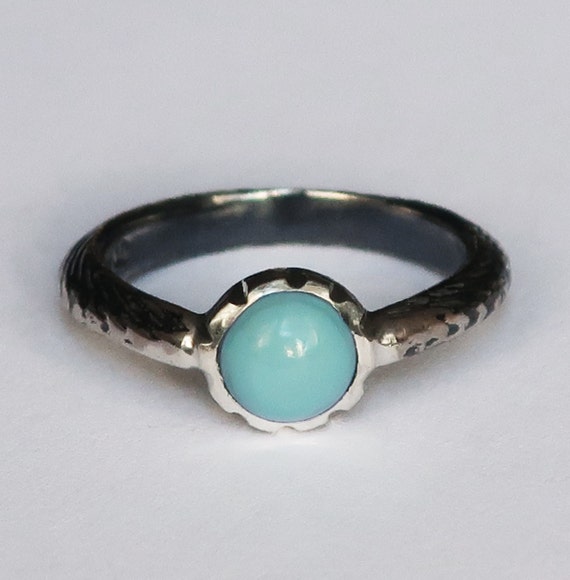 Sterling Silver and Sleeping Beauty Turquoise Cuttlefish Cast Ring, US Size 5.5