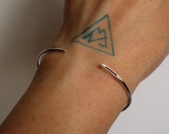 Sewing Needle Bracelet Solid Sterling Silver Cuff