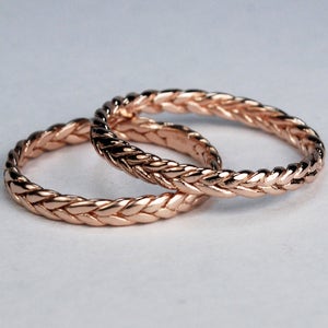 Solid 10k Rose Gold Thin Braid Stacking Ring image 1