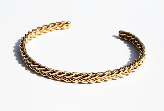 Gold Braid Cuff Bracelet-Solid 10 or 14 karat Yellow Gold