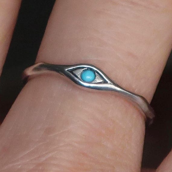 Silver and Turquoise Eye Ring, Protection Amulets