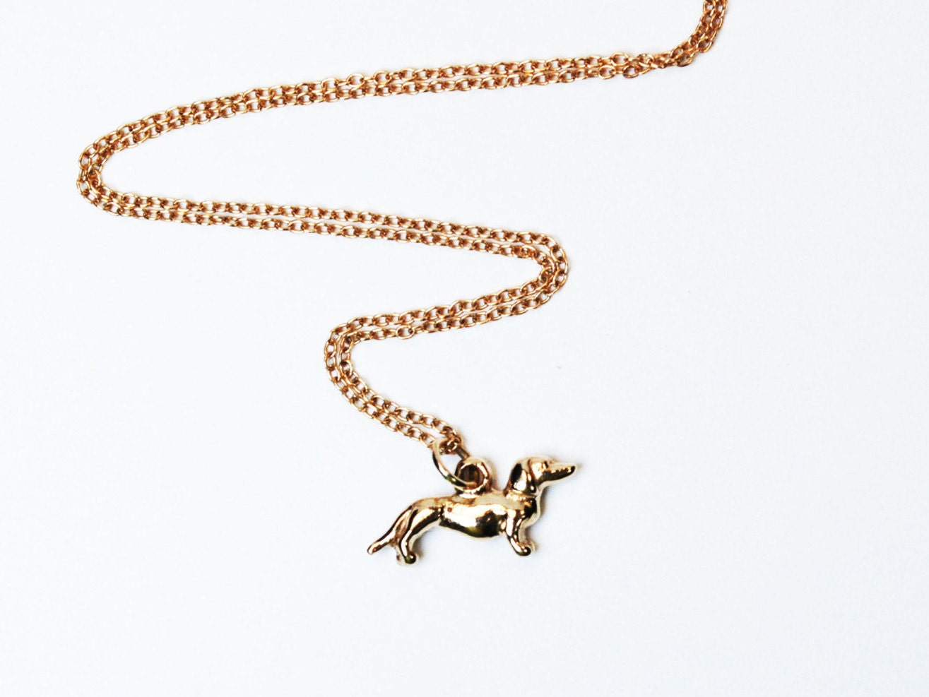 Solid Gold Tiny Dachshund Necklace
