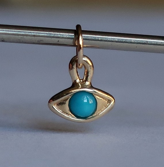Yellow Gold & Turquoise Eye Charm-Ready to Ship