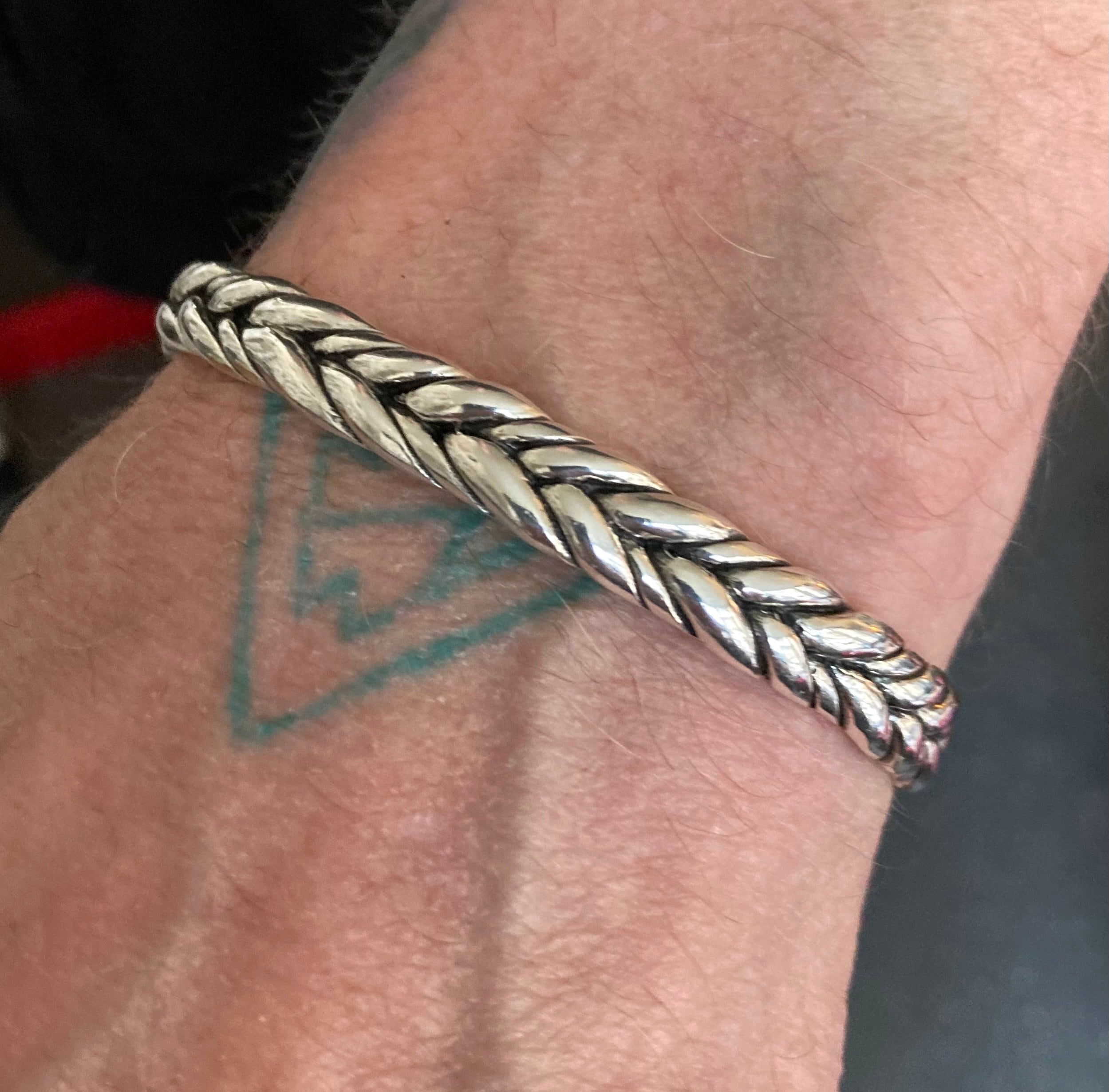 Extra wide silver shop cuff bracelet