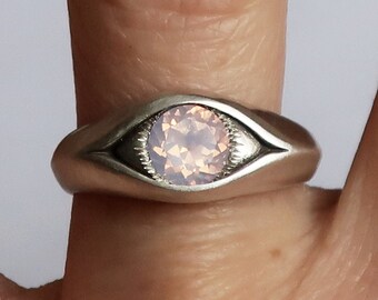Large Sterling Silver and Lavender Moon Quartz Eye Ring-size 6.5-Ready to Ship