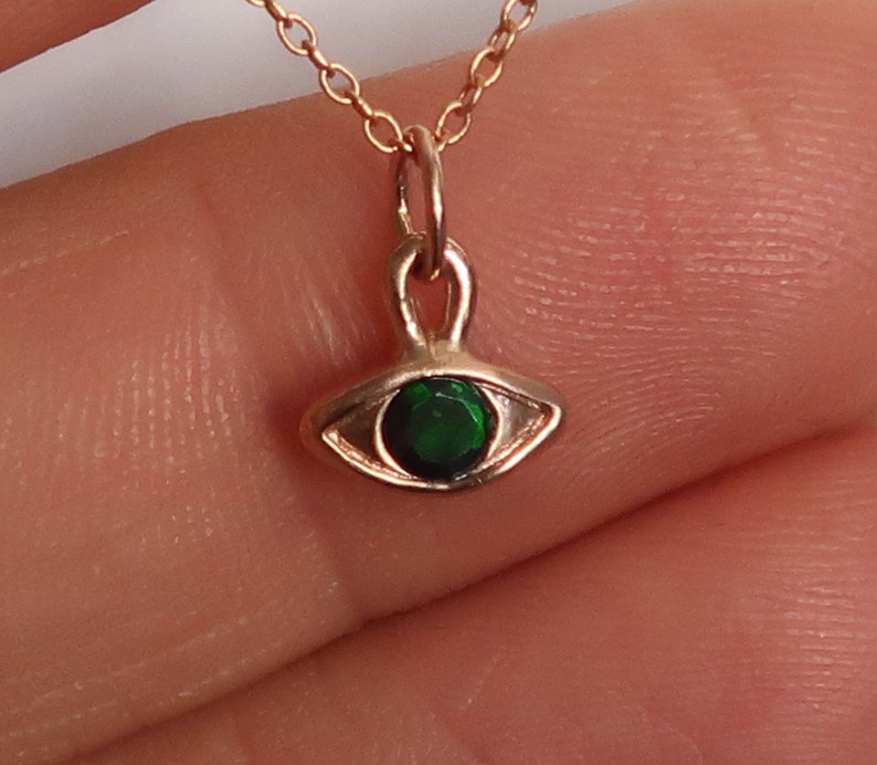10k Rose Gold /& Black Opal Eye Charm