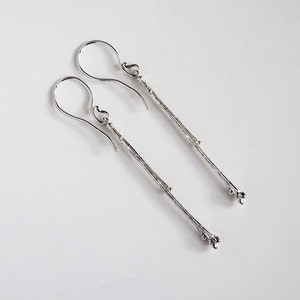Long Island Oak Twig Earrings, Sterling Silver