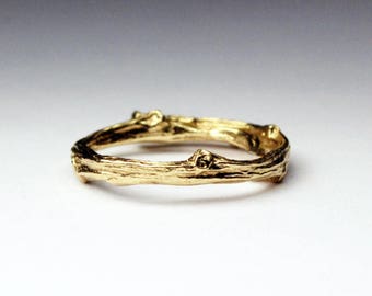 Tompkins Square Park Gold Twig Ring -closed circle-10k Yellow gold