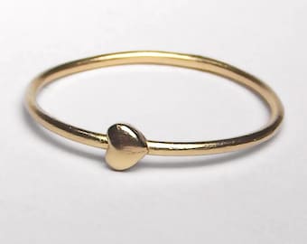 Tiny Heart Stackable Ring in  Gold, Sterling Silver, or Brass