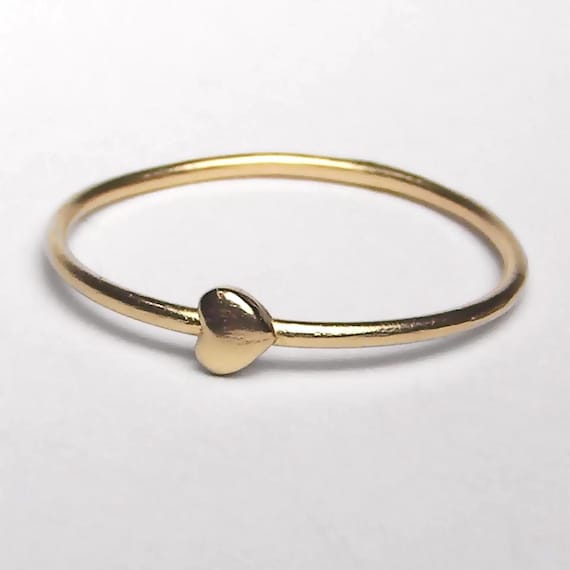 Tiny Heart Stackable Ring in  Gold, Sterling Silver, or Brass