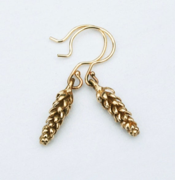 Tiny Gold California Norfolk Pine Earrings - solid 10k gold
