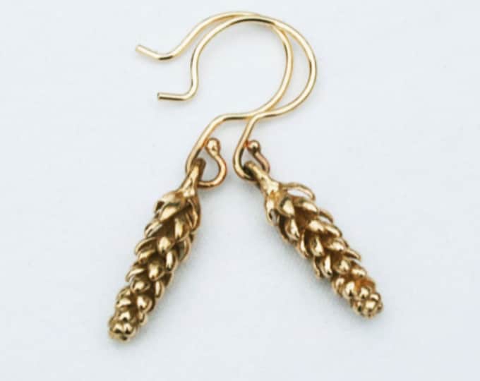 Featured listing image: Tiny Gold California Norfolk Pine Earrings - solid 10k gold