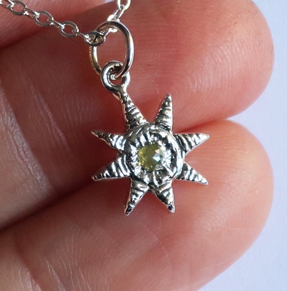 Sterling Silver and Pale Yellow Rose Cut Diamond Celestial Charm