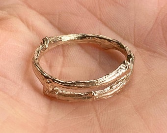 Tompkins Square Park Gold Twig Ring -open wrap