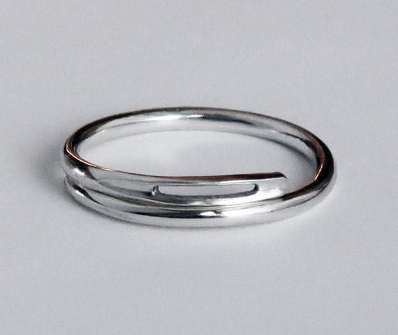 Sewing Needle Ring Thick Solid Sterling Silver Stackable Ring