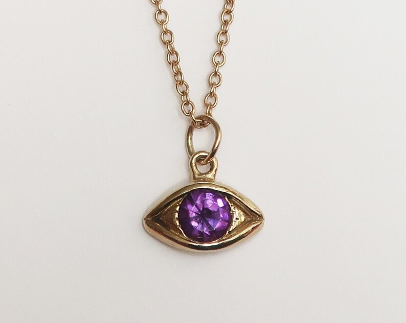 Large Gold and Amethyst Eye Charm-Ready to Ship