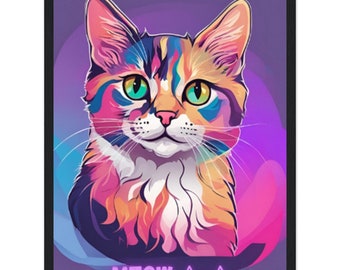 Meow Premium Matte Paper Wooden Framed Poster