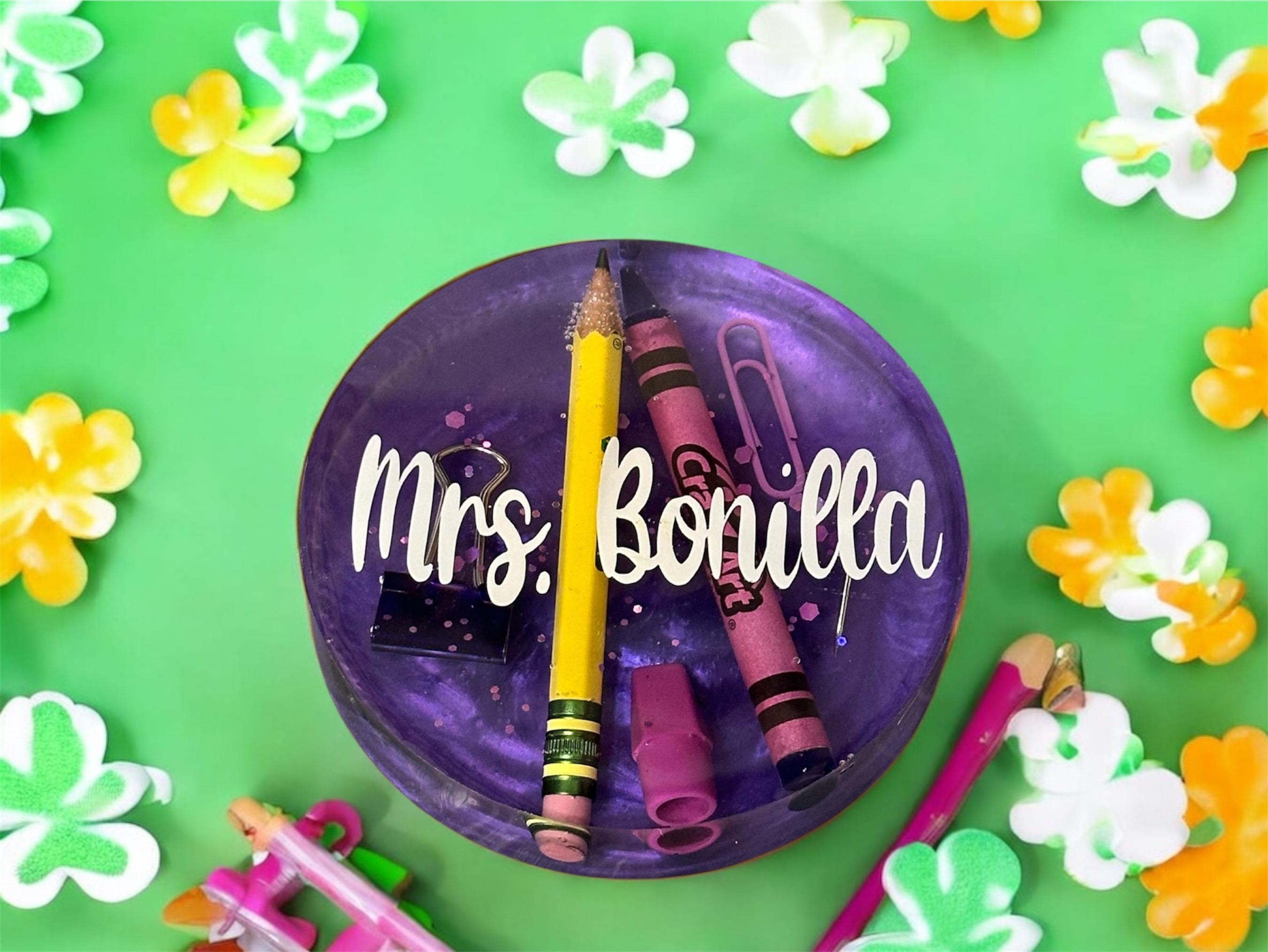 Personalized Teacher Epoxy Resin Coaster, Custom Name Gift - Etsy
