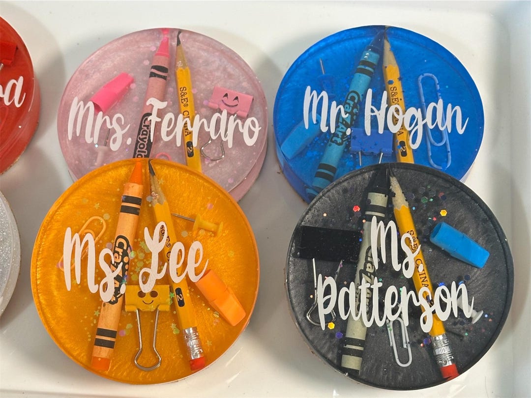 Personalized Teacher Epoxy Resin Coaster, Custom Name Gift - Etsy