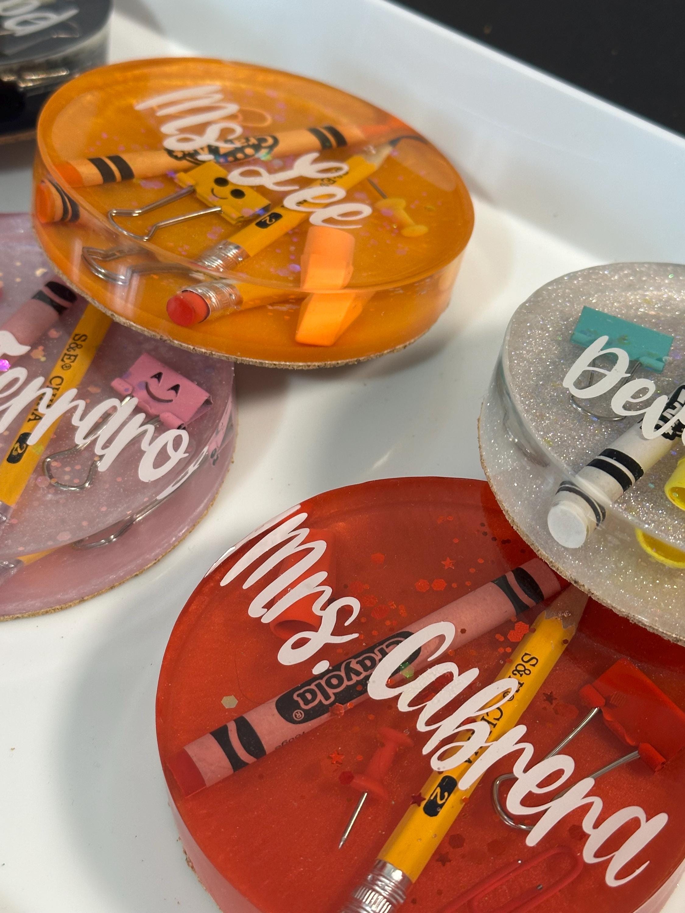 Personalized Teacher Epoxy Resin Coaster, Custom Name Gift - Etsy