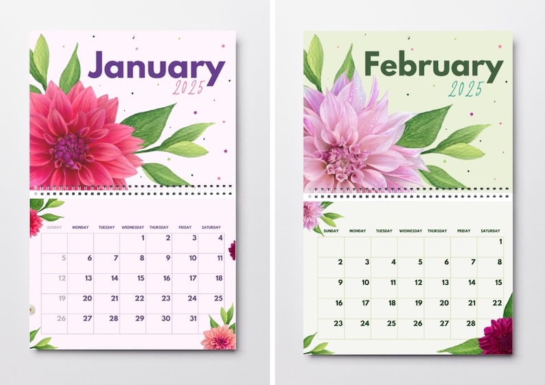2025 Calendar Dahlia Calendar 2025 Digital Calendar 2025 Printable 2025 Calendar Dahlia Calendar 2025 Digital Calendar 2025 Printable