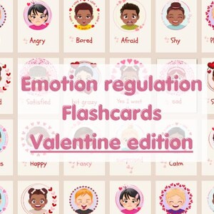 Flashcards de emoção de dia dos namorados para crianças, perfeitos para aprendizagem de habilidades sociais e escolares em casa | Ensine a regulação da consciência emocional