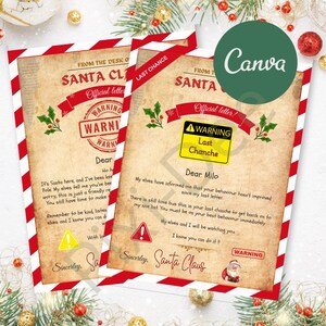 Carta personalizada para niños de Santa, Plantilla imprimible Carta de Santa, Descarga instantánea editable, cinco páginas a Santa, plantilla canva