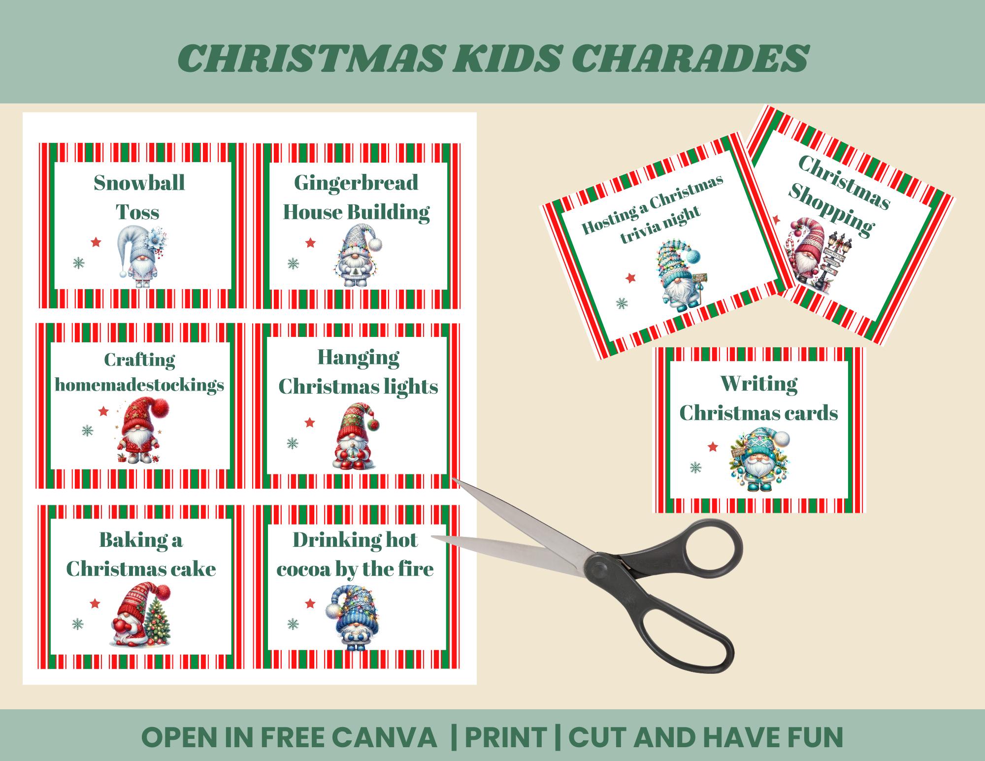 Printable Christmas Charades Game for Kids & Family Fun, Seasonal ...