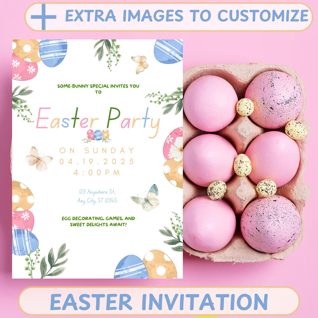 Editable Easter Invitation Template - 5x7 Bunny Party Invite ...