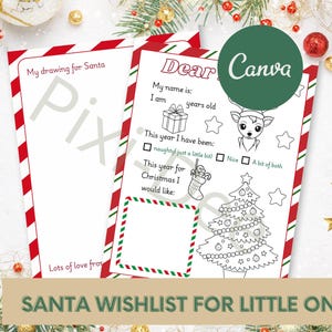 Carta personalizada para niños de Santa, Plantilla imprimible Carta de Santa, Descarga instantánea editable, cinco páginas a Santa, plantilla canva,