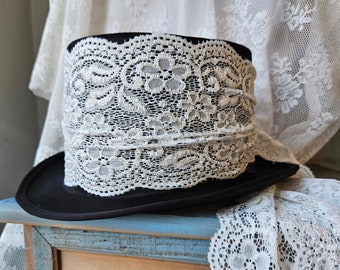 Hat Decoration - Lace Victorian Gothic Baroque - with or without hat - lace band venice Lace - White, Champagne, or Green