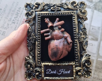 Heart in FRAME - Gothic Baroque Ornate Wall Frame Antique Bronze Black Velvet Morbid oddities curiosities love romance