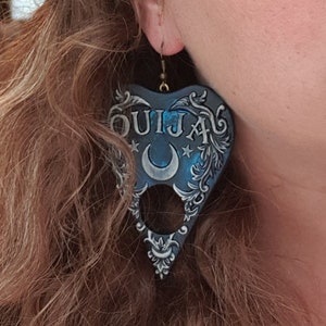 Ouija Earrings Gothic Goth Witch Earrings Spiritualism Occultism Ghost Planchette Earrings oddities Halloween Creepy Horror image 4