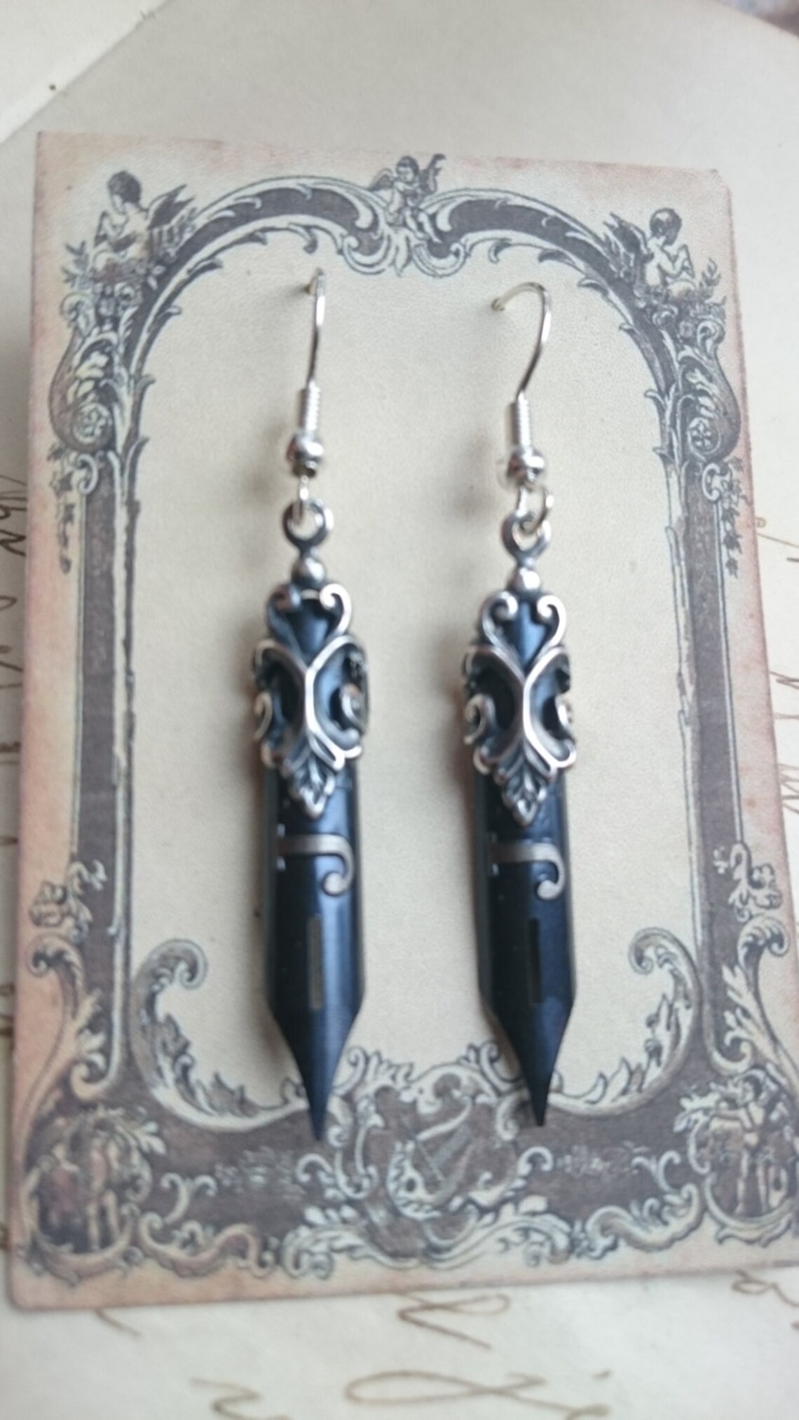Vintage Pen Earrings Dip Pen Fountain Pen Calligraphy Brass Etsy
