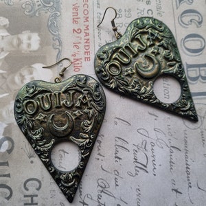 Ouija Earrings Gothic Goth Witch Earrings Spiritualism Occultism Ghost Planchette Earrings oddities Halloween Creepy Horror image 1