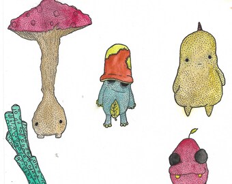 Weird Art Print - Forest Critters