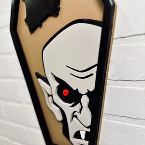 Nosferatu In Coffin | Spooky Halloween Sign | Nosferatu Sign | Dracula | Coffin Wall Art | Halloween Wall Decor | Vampire and Bat Wall Art