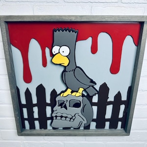 Simpsons Treehouse of Horror Raven Bart Sign | The Simpsons | Bart Simpson | Treehouse of Horror Sign | The Simpsons Wall Art | Wall Decor