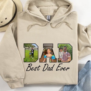 Custom Dad With Kids Photo Sweatshirt , Dad Photo Sweatshirt, Best Dad Ever Crewneck, Father&#39;s Day, gift for Dad , Personalizd Photo Hoodie