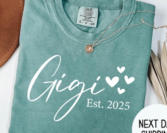 Personalized Gigi Est Shirt, Christmas Gift For Grandma, New Nana Announcement, Granny Shirt, Gigi Gift, Mimi Shirt,Grammy Shirt ,Gigi to be