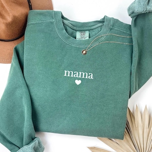 Comfort Colors® Mama Sweatshirt For Christmas Gift From Daughter, Mama Sweatshirts For Birthday Gift For Her, Baby Shower Gift Mom Sweater