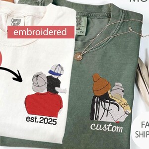 Custom Embroidered Portrait from Photo Tshirt, Personalized Family Photo Shirts, Anniversary Gift, Line Art Couple Tee, Personalized Gifts