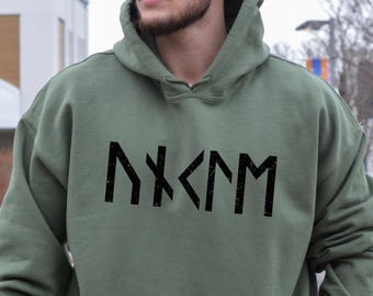 Personalized Viking Runes Hoodie: Custom Norse Text Sweatshirt