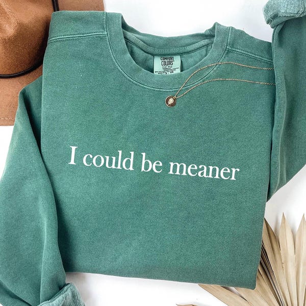 Comfort Colors "Could Be Meaner" Sweatshirt - Sassy Graphic Crewneck