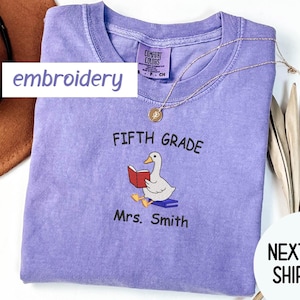 Embroidered Custom Fifth Grade Teacher Comfort Colors® Shirt, Personalized Fifth Grade Shirt, Gift For Teacher, 5th Grade Teacher Team Shirt
