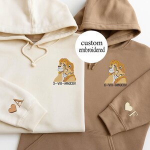 Custom Embroidered Roman Numeral Hoodie, Couple Shirt Initial On Sleeve, Anniversary Year, Personalized Date Hoodie, Valentine&#39;s Day Gift