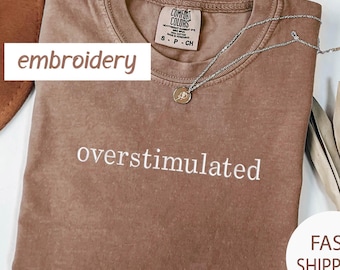 Embroidered Comfort Colors T-Shirt: Overstimulated Mom, Unhinged Gen Z