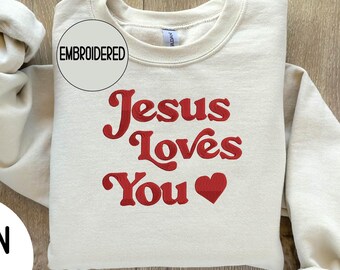 Embroidered Love Like Jesus Sweatshirt, Christian Sweater, Inspirational Crewneck, Christmas Gift